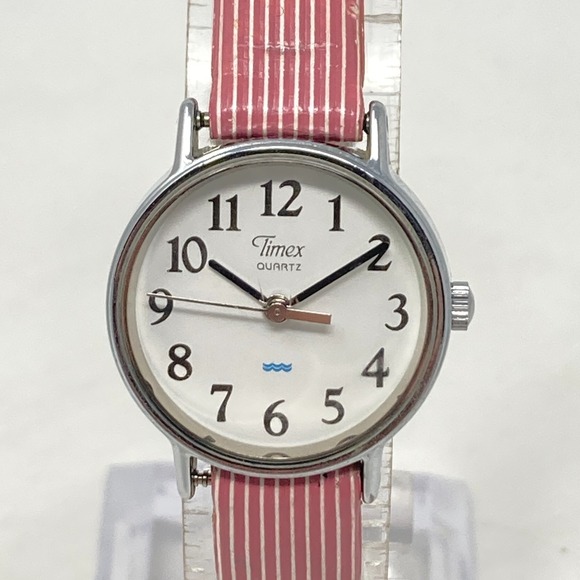 Timex Accessories - Vtg Timex Easy Reader Watch Women 23mm Silver Tone Pink Band WR New Battery 1994